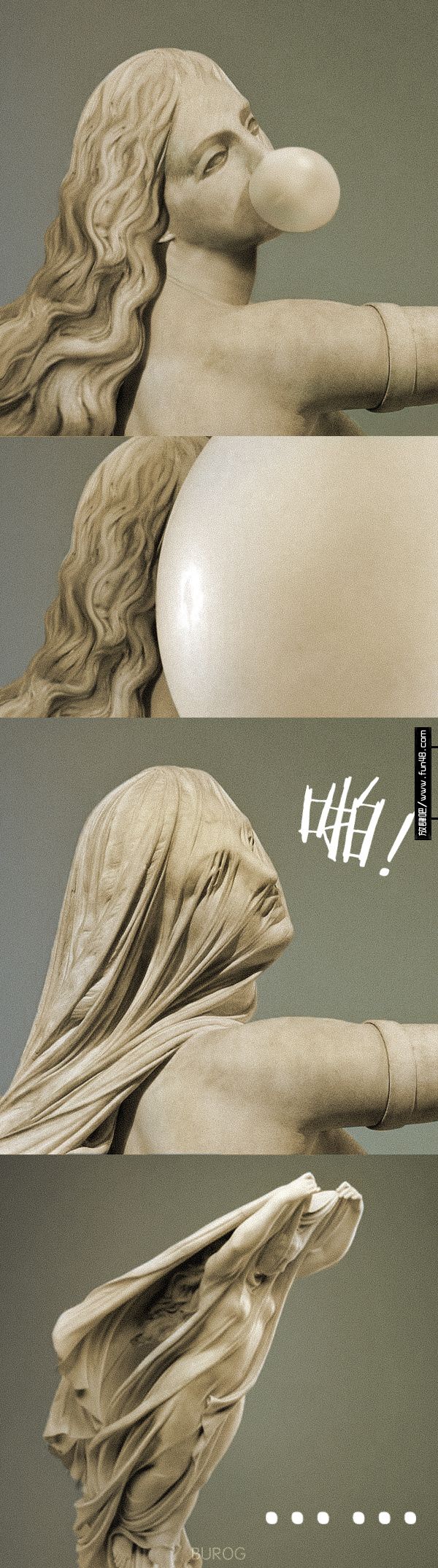 #拉菲罗·蒙蒂#系列雕塑作品《吹泡泡糖的女人》